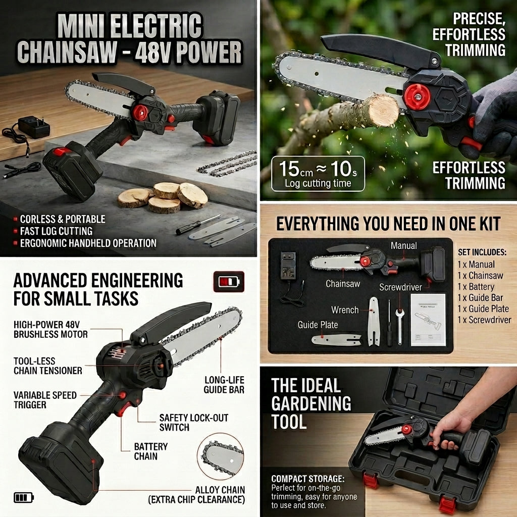 Electric Cordless Chainsaw – Powerful & Portable Wood Cutter