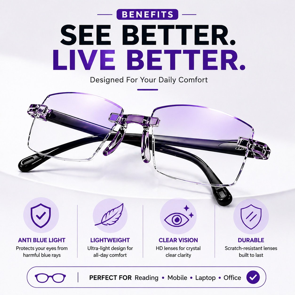 Daily Use Reading Glasses - Buy 1 Get 1 Free